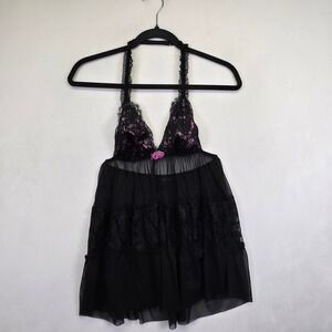 Fredericks Of Hollywood Babydoll Top Womens Fits S Sheer Lace Coquette Lingerie